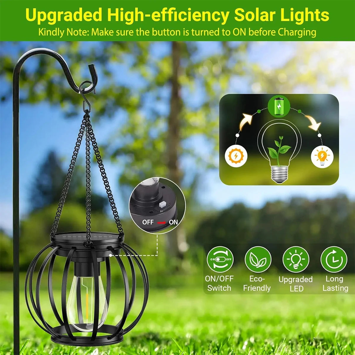 Lanterne solaire à LED – Décoration d'extérieur rétro suspendue et étanche