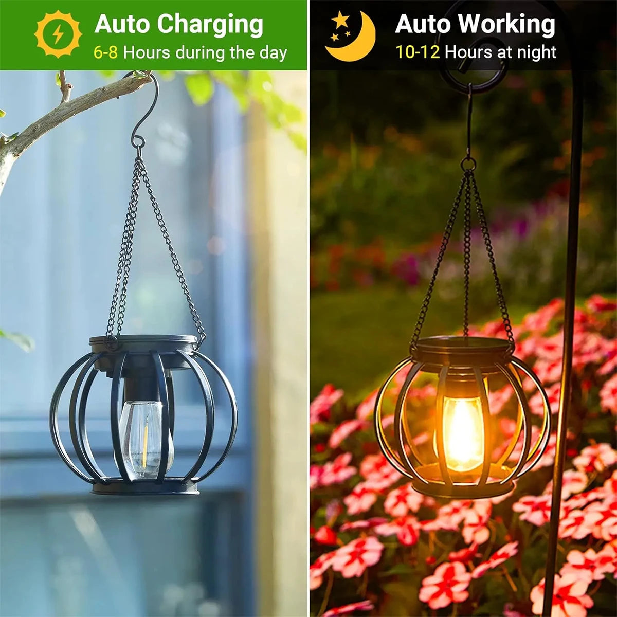 Lanterne solaire à LED – Décoration d'extérieur rétro suspendue et étanche