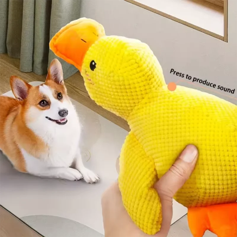 Interactive Squeaky Duck Dog Toy – Bite-Resistant Chew Toy for Teeth Cleaning & Play