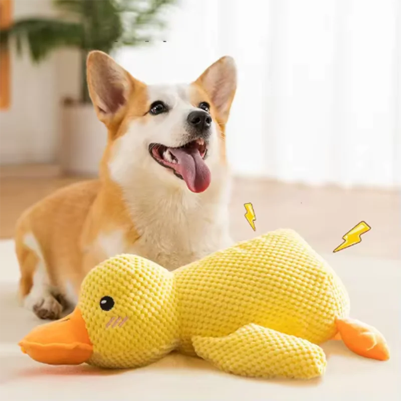 Interactive Squeaky Duck Dog Toy – Bite-Resistant Chew Toy for Teeth Cleaning & Play