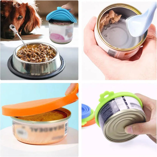 Reusable Pet Food Can Cover & Spoon Set – Keep Food Fresh & Mess-Free
