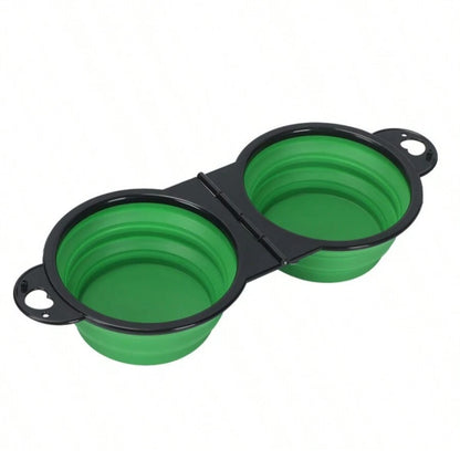 Foldable 2-in-1 Pet Travel Bowl – Portable Food & Water Feeder for Dogs & Cats