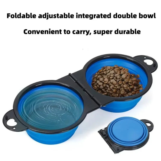 Foldable 2-in-1 Pet Travel Bowl – Portable Food & Water Feeder for Dogs & Cats