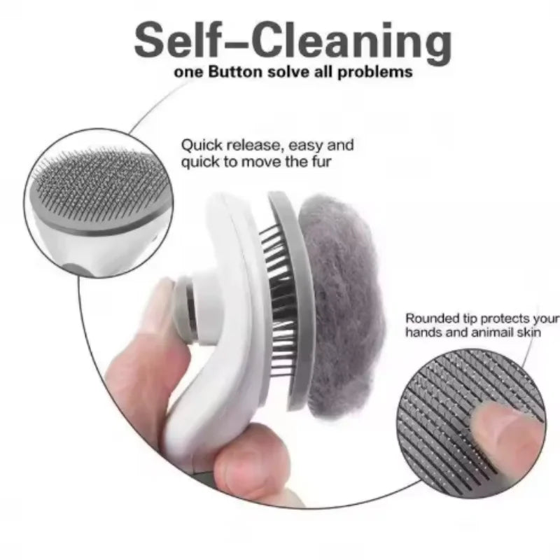 Self-Cleaning Pet Grooming Brush – Effortless Hair Removal for Dogs & Cats