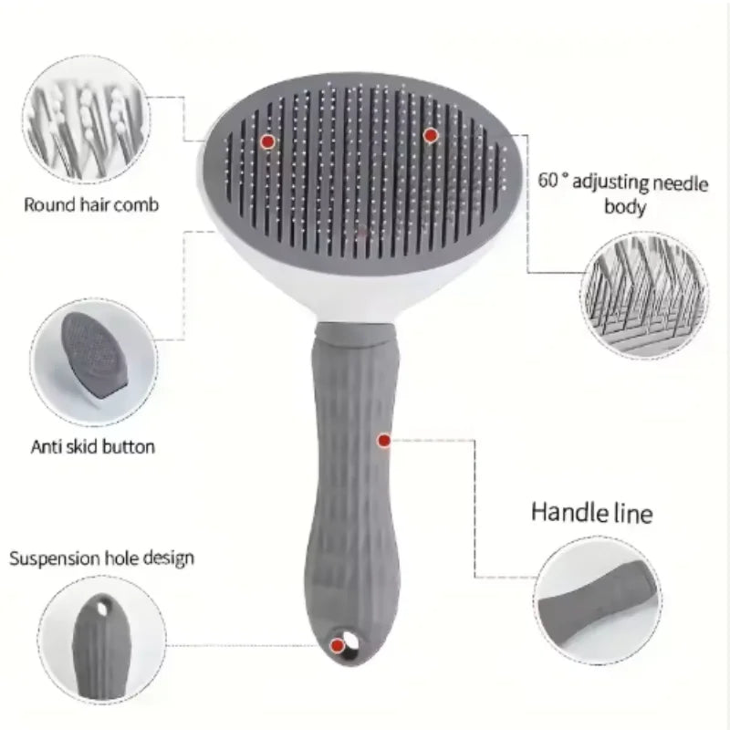 Self-Cleaning Pet Grooming Brush – Effortless Hair Removal for Dogs & Cats
