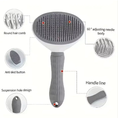 Self-Cleaning Pet Grooming Brush – Effortless Hair Removal for Dogs & Cats