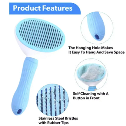 Self-Cleaning Pet Grooming Brush – Effortless Hair Removal for Dogs & Cats