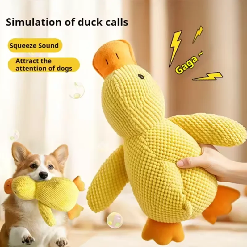 Interactive Squeaky Duck Dog Toy – Bite-Resistant Chew Toy for Teeth Cleaning & Play