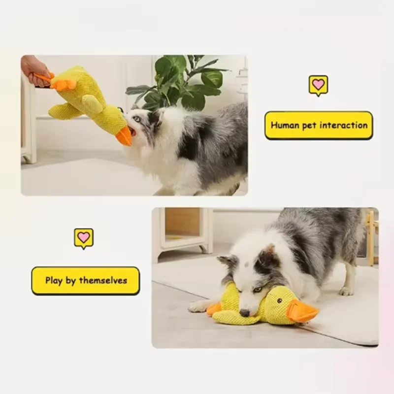Interactive Squeaky Duck Dog Toy – Bite-Resistant Chew Toy for Teeth Cleaning & Play